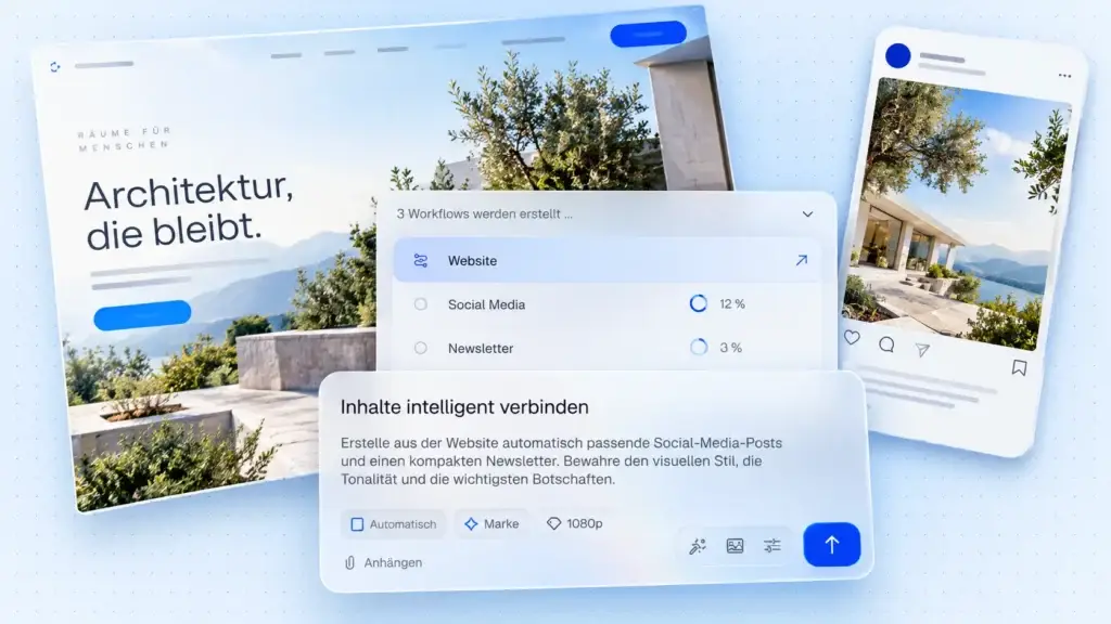 Website-Entwurf „Architektur, die bleibt“ in mehreren Ansichten